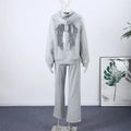 Casual Sequin Wings Hooded Sweatshirt Pant Set Women Solid Loose Full Sleeve Pullover Suit 2026 Spring Autumn Lady Daily Outfit