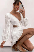 Solid Hollow Out Slimming Dresses for Womern V Neck Long Sleeveless Temperment Dresses Female New