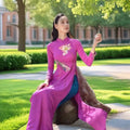 Olivegirl Aodai Vietnamese Traditionally Dress Long Qipao Two-piece Wide-leg Pants Cheongsam Aodai Dress Women's Clothing