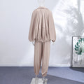 Casual Loose Coats Pants Set Women Full Sleeve Lapel Zippers Solid Coat Long Straight Pleated Pant Sets 2026 Autumn Lady Suit