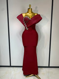 Women Sexy One Shoulder Sparkly Diamonds Long Bodycon Bandage Dresses Luxury Birthday Party Celebrity Elegant Knitted Clothing