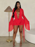 Irregular Backless Women Dress Coquette Beach Vacation Wild See Through Halter Bell Sleeve Sexy Midnight Club Bodycon