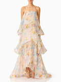 Solid Loose Spliced Printing Dresses for Women Square Collar Sleeveless French Romantic Dress Female Summer Fashion Style