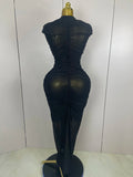 Sexy Sleeveless O-Neck Bodycon Mesh Long Dress 2025 Women Hollow Out Celebrate Fashion Show Celebrity Evening Party Club Dress