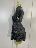 Sparkly Sequins Bodysuit Short Dress Women Sexy Nightclub Dancer DJ Stage Performance Wear Luxury Birthday Party Festival Outfit