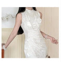 Olive Girl Dramatic Qipao for Garden Wedding 2026 Fairycore Photoshoot Everyday Wear S-XXL XS-3XL Plus Size Dramatic Silhouette Romantic Garden Party Editorial Not Costume Qipao Cheongsam Chinese Dress Chinese Heritage Fashion Women