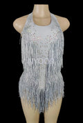 Sleeveless Diamond Tassel Sequin Dress Women Latin Dance Outfit Stage Performance Costume Birthday Party Gown Abiti Da Cerimonia