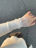 White Lace Knitted Cardigan for Women Elegant V Neck Button Sweater Cardigans Knitwears New Winter Autumn Clothing Black Jumpers