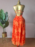 Women Floral Printed Strap Backless Bra Front Big Swing Maxi Long Dress 2025 Vintage Sexy Club Party Evening Dresses