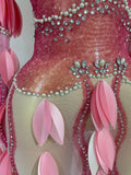 Luxury Sparkly Rhinestones Pearl Leaves Sexy Mesh Long Dress Women Celebrate Party Birthday Wedding Dress Nightclub Stage Outfit