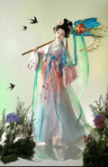 Olive Girl Red Embroidered Hanfu Dress for Ren Faire 2026 Garden Wedding Fairycore Photoshoot S-L XS-3XL Plus Size Embroidered Flowing Sleeve Dramatic Silhouette Romantic Editorial Not Costume Ren Faire Dress Chinese Heritage Fashion Women