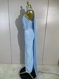 Women Evening Party Prom Luxury Birthday Wedding Guest Dresses Sexy Shiny Crystals Beading Strapless Bodycon Long Bandage Dress