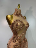 Sparkly Diamond Sequins Sexy Mesh See Through Bodycon Asymmetric Dress Women Nightclub Party Show Gogo Dancer Bar Stage Costume