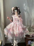 New Girls Birthday Lolita Dress 2026 Spring Summer Women's Tube Top Satin Bowknot Slim Pettiskirt Short Mini Party Dress