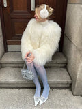 Fashion Luxury Cropped Faux Fur Coat Women's Winter 2025 Ins Hot Fluffy Short Faux Fur Jacket Street Style Warm Outwear