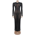Luxury Glitter Rhinestones Mesh See Through Prom Gown Women Sexy Long Sleeve Tight Birthday Party Back Split Long Dress