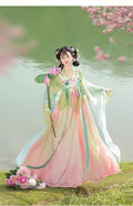 Olivegirl Embroidered Lotus Hanfu Dress Cute Tang Style Cross Dyed Elegant Lady Vintage Stage Costume Dance Hanfu Sets Cosplay