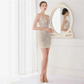 Elegant Women Short Evening Dress Sexy Straps Sequin Slim Bodycon Party Dresses Black Gold Female Vestidos De Soiree