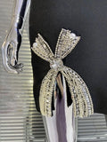 Light Luxury Exquisite Bead Rhinestone Bow Bandage Suspender Dress Women Socialite Party Banquet Stage Performance Gown Vestidos