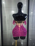 Shining Rosered Shining Sequins Women Sexy Strapless Laced-up Bodycon Mini Dress Nightclub Party Celebrate Performance Costumes