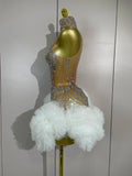 Diamonds Mesh Sexy See Through Cocktail Mini Dress Women Eveing Luxury Birthday Party Singer Nightclub Show Stage Costume