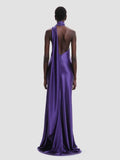 Elegant Solid 3D Flowers Ribbon Women Halter Dress Off Shoulder Sleeveless Backless Slim Female Maxi Dresses Chic Lady Robe