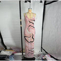 Women's Chic Printed Mesh Maxi Dress Bodycon Long Sexy Beach Swim Party Dresses New Holiday Vacation Cover Up Casual Outfit