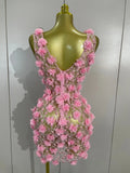 WomenBlack Pearl Flower Mesh Sexy See Through Mini Dress Evening Party Club Birthday Dress Nightclub Photoshoot Stage Costumes