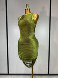 Women Sexy O Neck Sleeveless Gradient Tassel Mini Bodycon Bandage Dress Celebrity Elegant Evening Club Party Cocktail Dress