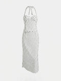 Summer Dress 2-Piece Set Women's Sexy Polka Dot Top Casual Maxi Skirts Sets Casual Party Vacation Y2k Female Dress Set