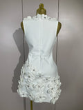 Women Crystal 3D Flowers Sexy Sleeveless V-neck Bandage Dresses Elegant Celebrate Evening Party Gown Birthday Club Party Dresses
