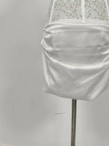 Solid Matching Outfits for Women Mock Neck Sleeveless Hem Top High Waist Ruched Skirt for Holiday French Date New