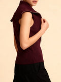 Solid Minimalist Basics Vest for Women Lapel Sleeveless Patchwork Double Zipper Slim Casual Knitted Tank Top Female