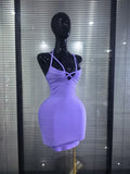 Black Purple Women Sexy V-Neck Sleeveless Bodycon Mini Bandage Dress Nightclub Party Celebrate Cocktail Homecoming Clothing