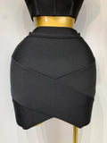 Women Sexy Top Short Skirt Bodycon Bandage Two Pieces Sets White Black 2025 Evening Party Luxury Birthday Outfit Nightclub Suits