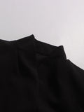 Tunic Pleated Hem Mini Dresses for Women Notched Collar Long Sleeve Spliced Button Temperament Blazer Dress Female