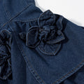 3D Flower Double-layer Denim Slip Short Dress Women Fashion Sleeveless High Waist Mini Dresses Chic Lady Party Robe