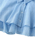 Elegant Women's Chiffon Cropped Shawl Shirts Loose Lapel Single Breasted Short Sleeve Blouses 2026 Spring Summer Lady Chic Top