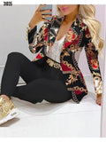 Elegant INS Paisley Butterfly Blazer Suit and Pants Two 2 Piece Set  Women 2022 Autumn Winter Street Outfit Tracksuit