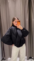High Street Women's Bomber Jacket Coat Loose Fit Stand Collar Long Sleeve Crop Tops 2026 New Lady Outerwear Casual Daily Outfit