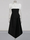 Colorblock Slimming Temperament Dresses for Women Round Neck Sleeveless Patchwork Zipper Tunic Dress Female Clothes