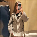 Vintage Plaid Belted Jackets Women Slim Full Sleeves Double-breasted Lapel Cropped Coats 2026 New Ladies Autumn Fashion Outwear
