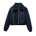 New Women's Zipper Stitching Bomber Jacket Clip Cotton Jacket Stitching Women's Top
