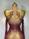 Sparkly Rhinestone Sexy Mesh Bodycon Jumpsuit Nightclub Bar Evening Party Gogo Dancer Clothing Drag Queen Outfit Stage Costume