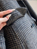 Original Winter New Style Retro British Style High-end Double-breasted Knee-length Check Coat for Women