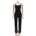Women Club Outfits Spaghetti Strap Bodycon Jumpsuits Sparkly Rhinestone Romper Birthday Night Out One Piece Clubwear