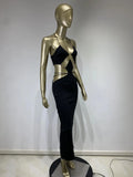 Red Black Color Women Sleeveless Sexy Strap V-Neck Keyholes Bodycon Long Bandage Dress Fashion Celebrate Nightclub Party Dress