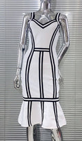 Women's Low-cut Hip-hugging Ruffle Hem Suspender Dress Simple Temperament Party Bandage Performance Dress Vestidos De Graduación