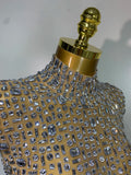 Sparkly Rhinestone Sleeveless Stretch Long Dress Women Sexy Mesh Celebrate Evening Prom Luxury Birthday Dress Evening Party Wear