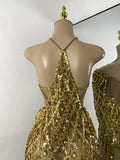 Luxury Sparkly Sequins Diamonds Short Skirt Two Pieces Sets Birthday Dress Women Sexy Performance Costume Singer Stage Outfit